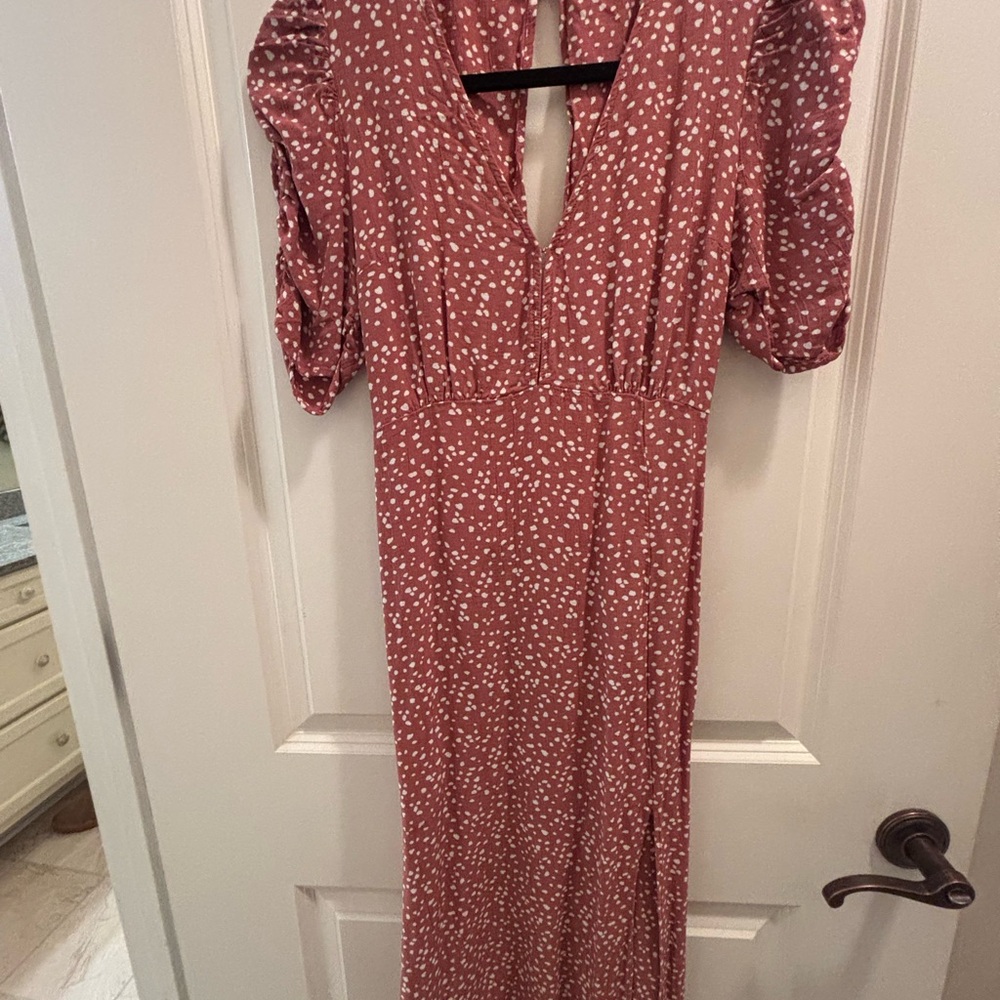 Abercrombie & Fitch Rose Polka Dot Maxi Dress
